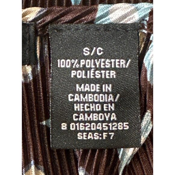 Apostrophe All Polyester Printed V-Neck Lightweight Long Sleeve Brown Abstract B - Picture 8 of 9